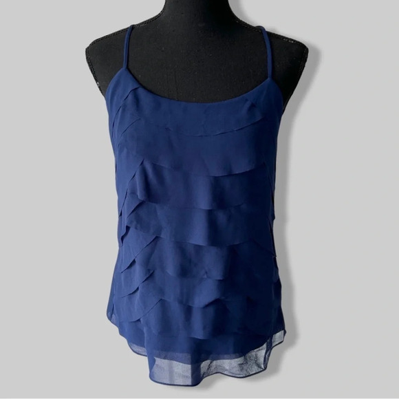 NAKED ZEBRA NAVY RUFFLE TIERED TANK TOP RACERBACK - Picture 2 of 13